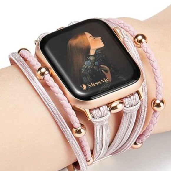 NEW Pink Boho Beaded Luxury Apple Watch Band